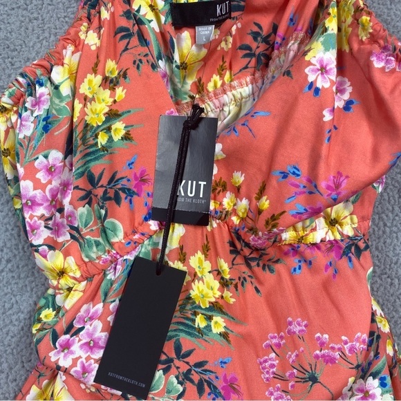 NEW Kut from the Kloth Thea Dress w/ Side Pockets Womens Size Large Coral Tiered - Picture 9 of 11